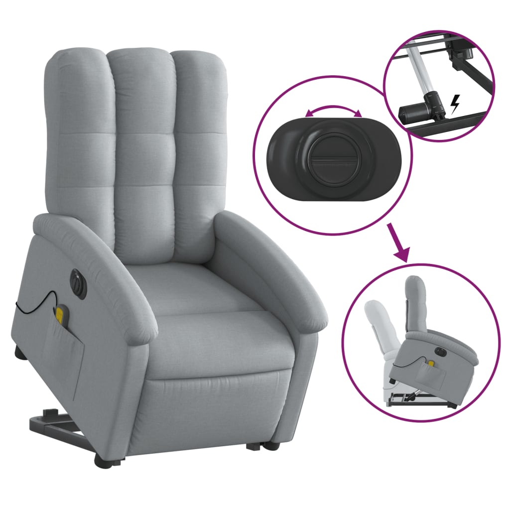 Fauteuil inclinable de massage électrique Gris clair Tissu - XIOS