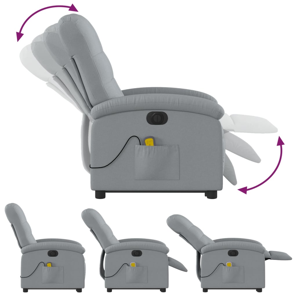 Fauteuil inclinable de massage électrique Gris clair Tissu - XIOS