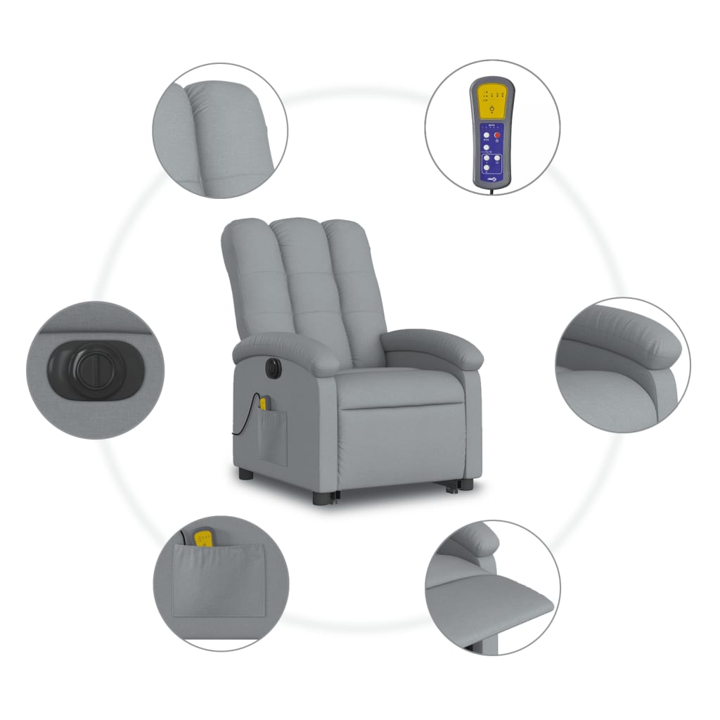 Fauteuil inclinable de massage électrique Gris clair Tissu - XIOS