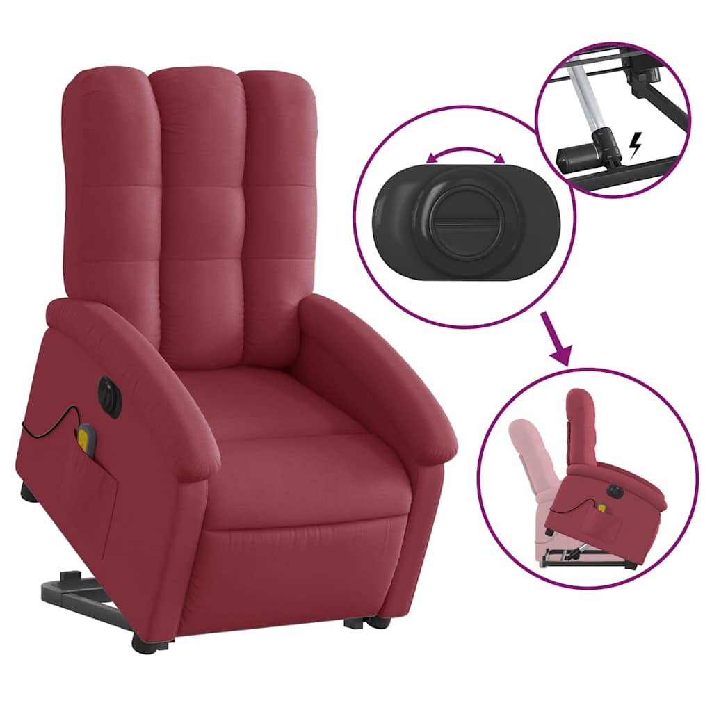 Fauteuil inclinable de massage électrique Rouge bordeaux Tissu - XIOS