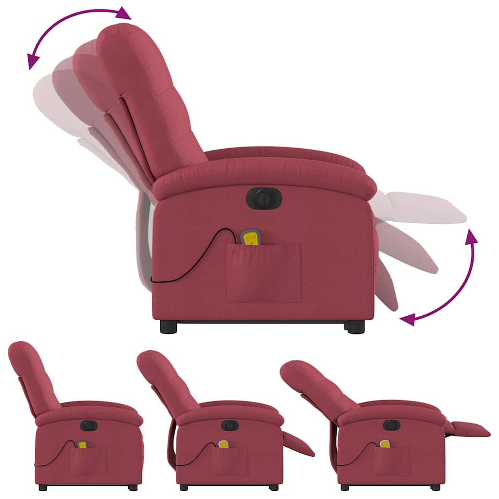 Fauteuil inclinable de massage électrique Rouge bordeaux Tissu - XIOS