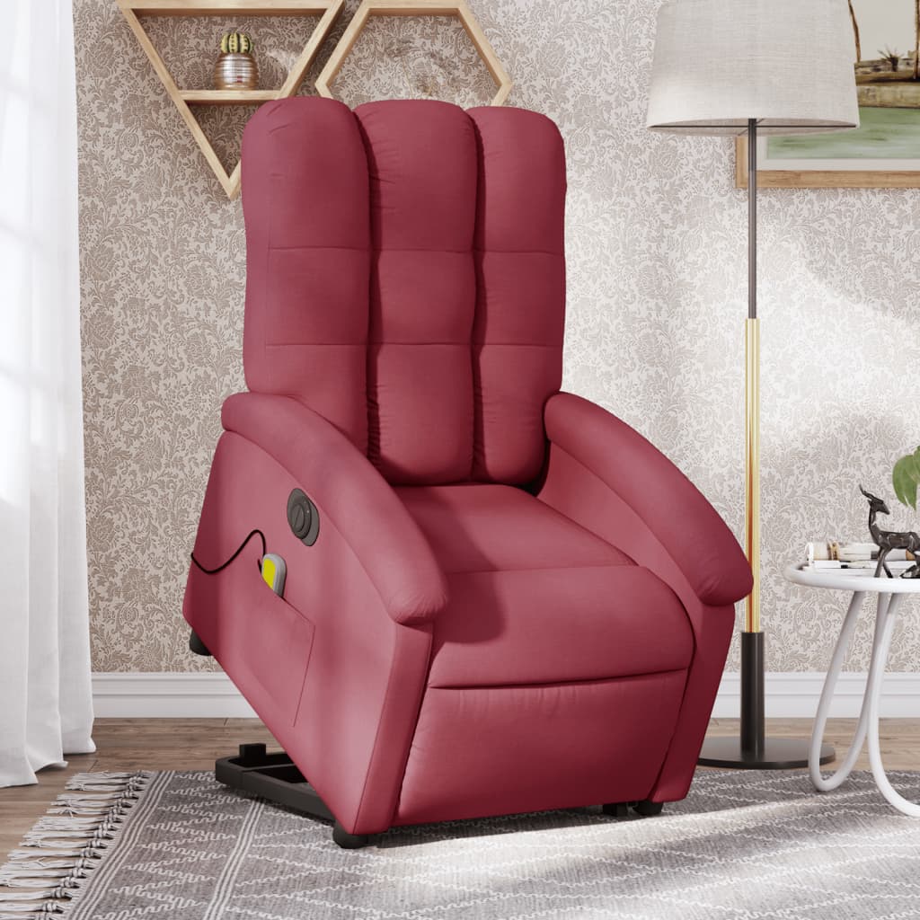 Fauteuil inclinable de massage électrique Rouge bordeaux Tissu Fauteuils vidaXL