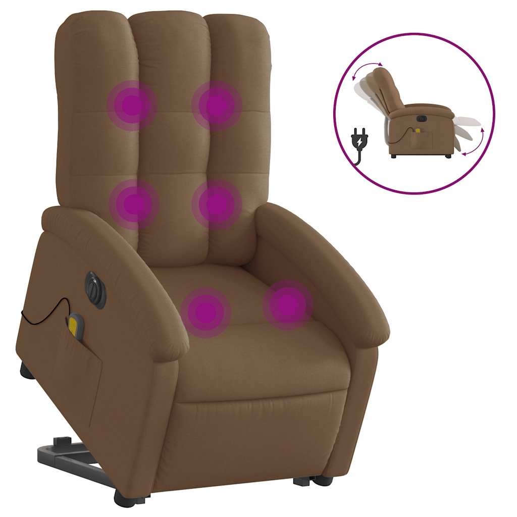 Fauteuil inclinable de massage électrique Marron Tissu - XIOS