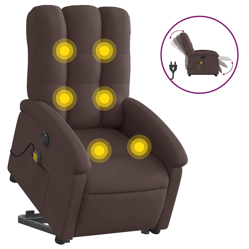 Fauteuil inclinable de massage électrique Marron foncé Tissu - XIOS