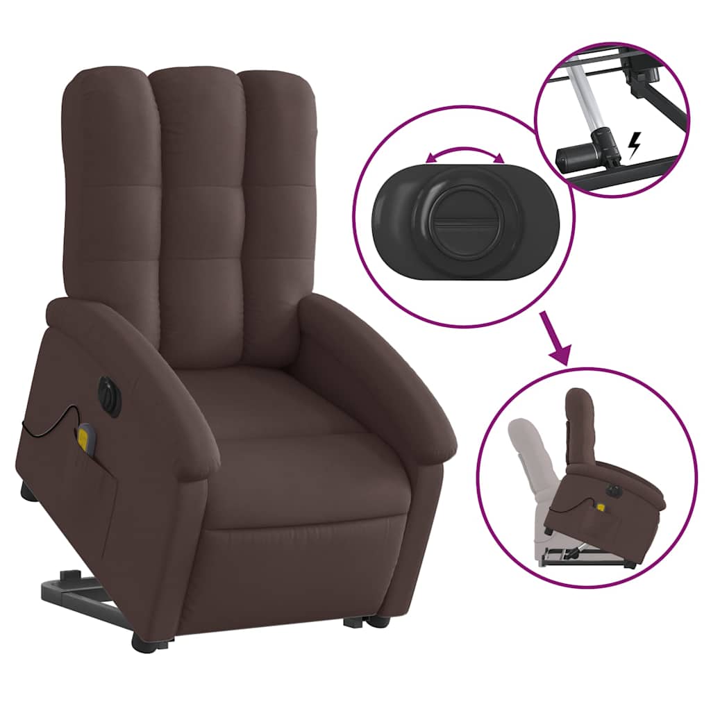 Fauteuil inclinable de massage électrique Marron foncé Tissu - XIOS