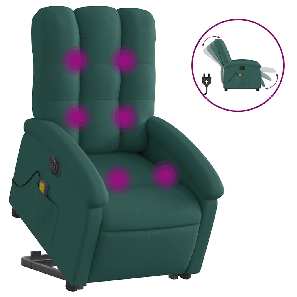 Fauteuil inclinable de massage électrique Vert foncé Tissu - XIOS