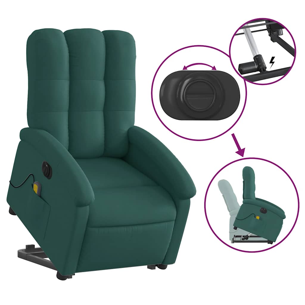 Fauteuil inclinable de massage électrique Vert foncé Tissu - XIOS