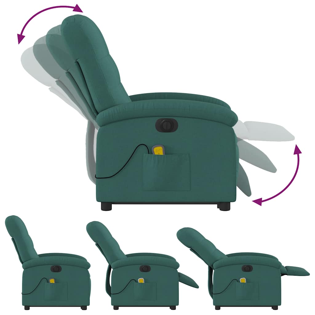 Fauteuil inclinable de massage électrique Vert foncé Tissu - XIOS