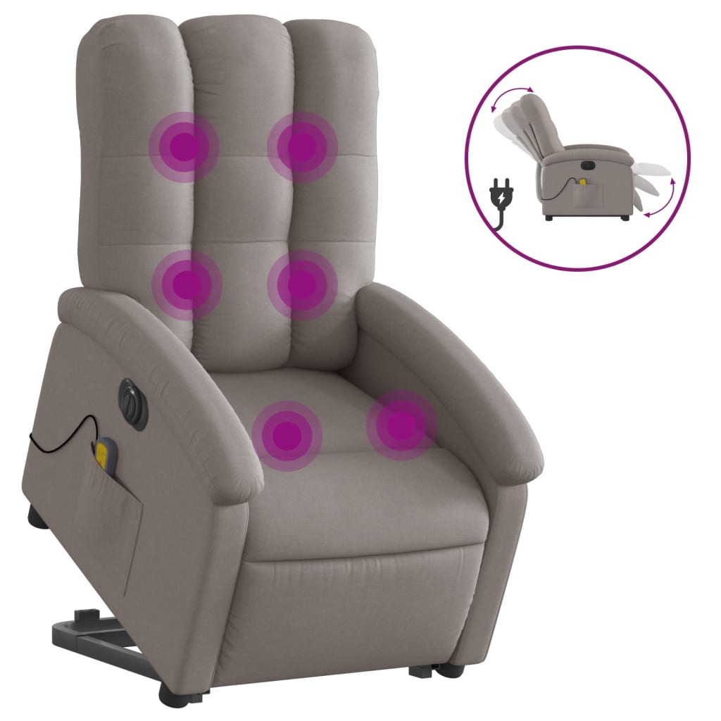 Fauteuil inclinable de massage électrique Taupe Tissu - XIOS