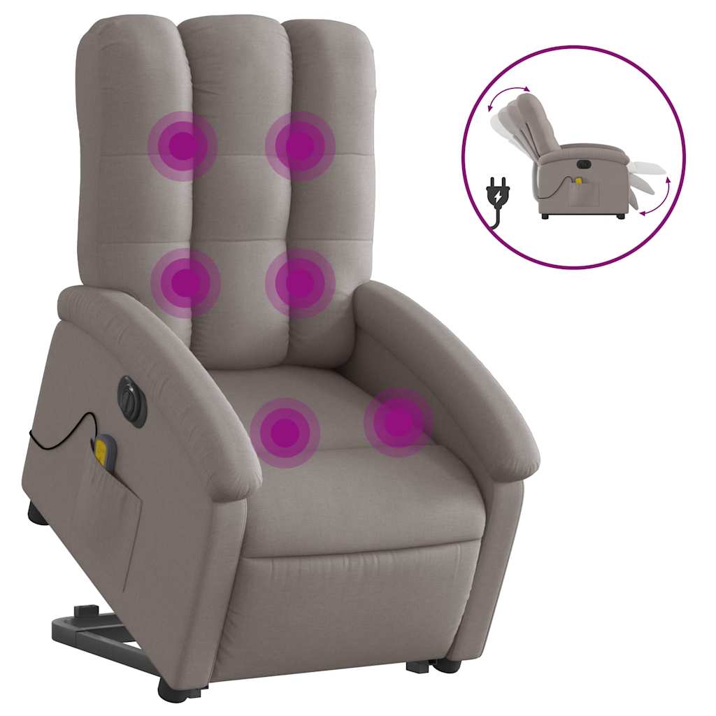 Fauteuil inclinable de massage électrique Taupe Tissu - XIOS