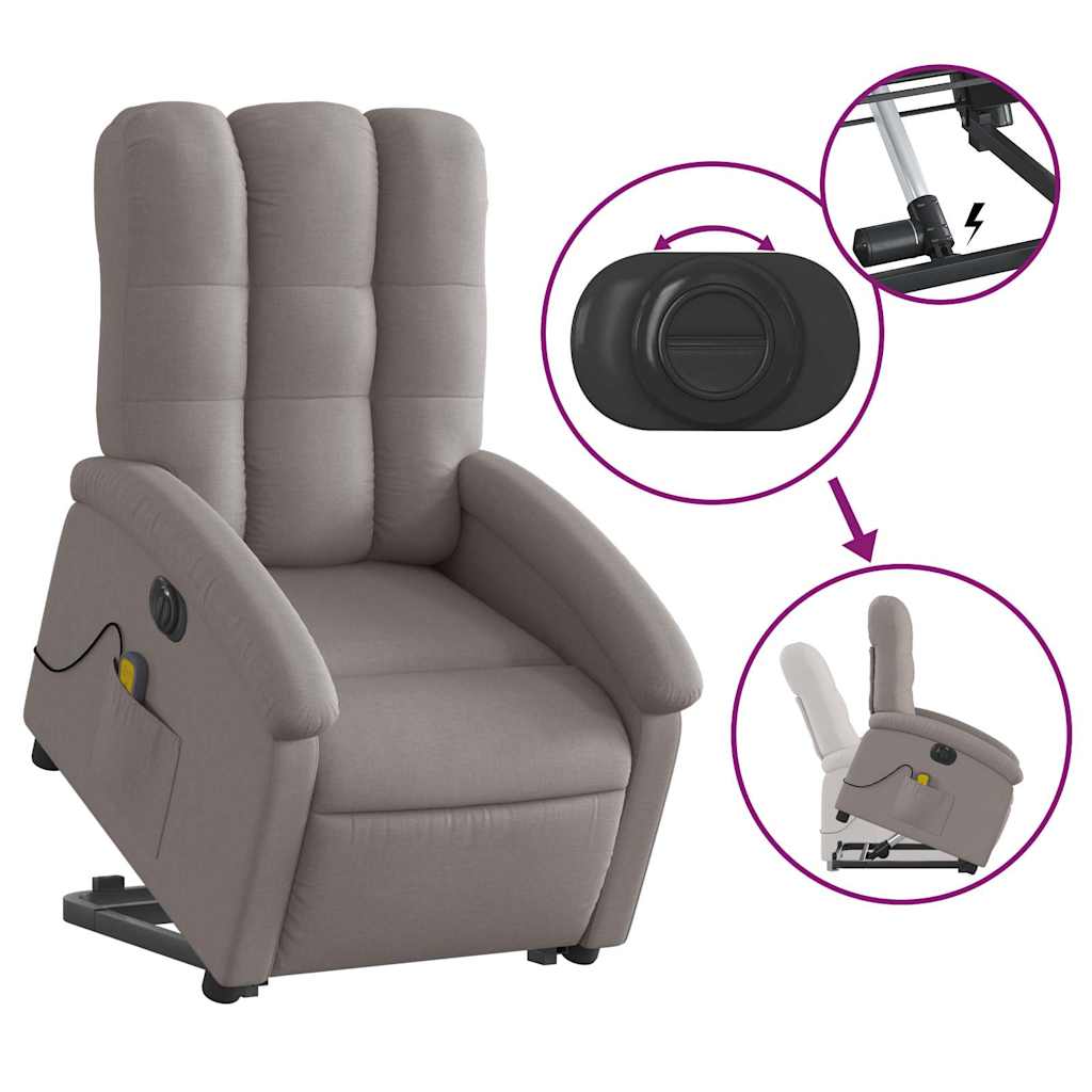 Fauteuil inclinable de massage électrique Taupe Tissu - XIOS