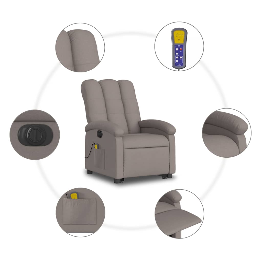 Fauteuil inclinable de massage électrique Taupe Tissu - XIOS