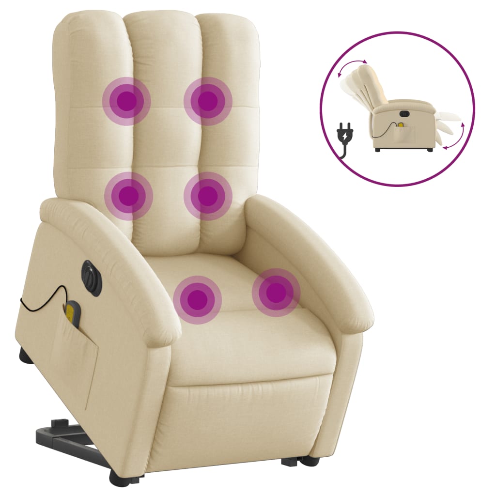 Fauteuil inclinable de massage électrique Crème Tissu - XIOS