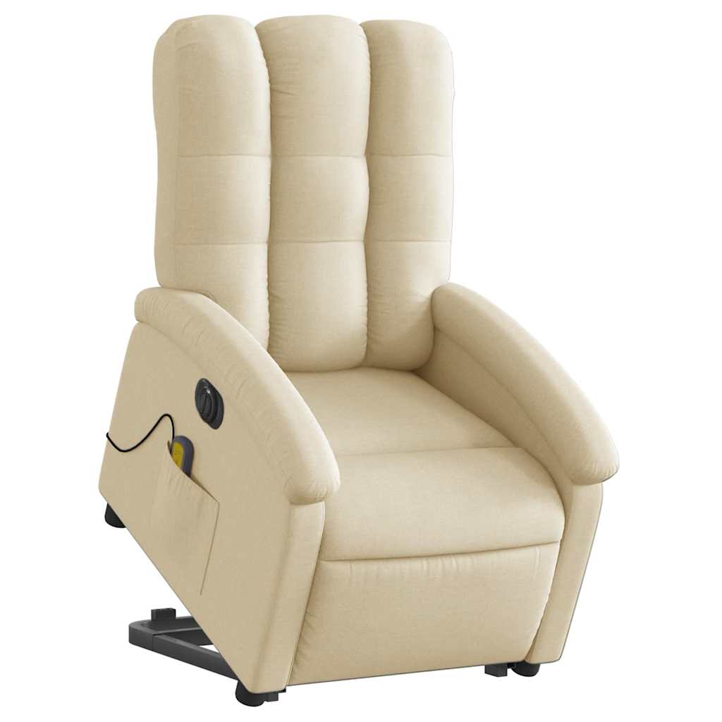 Fauteuil inclinable de massage électrique Crème Tissu