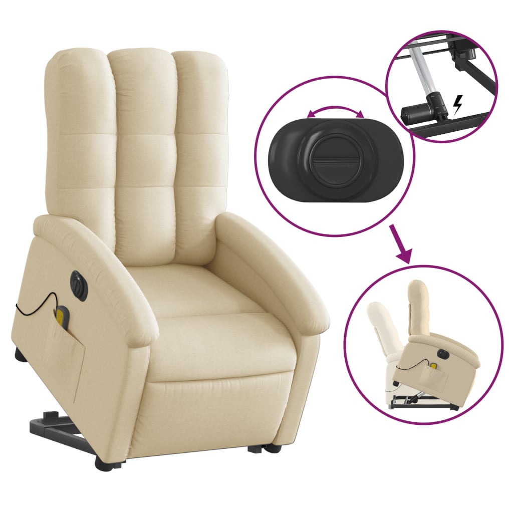 Fauteuil inclinable de massage électrique Crème Tissu - XIOS
