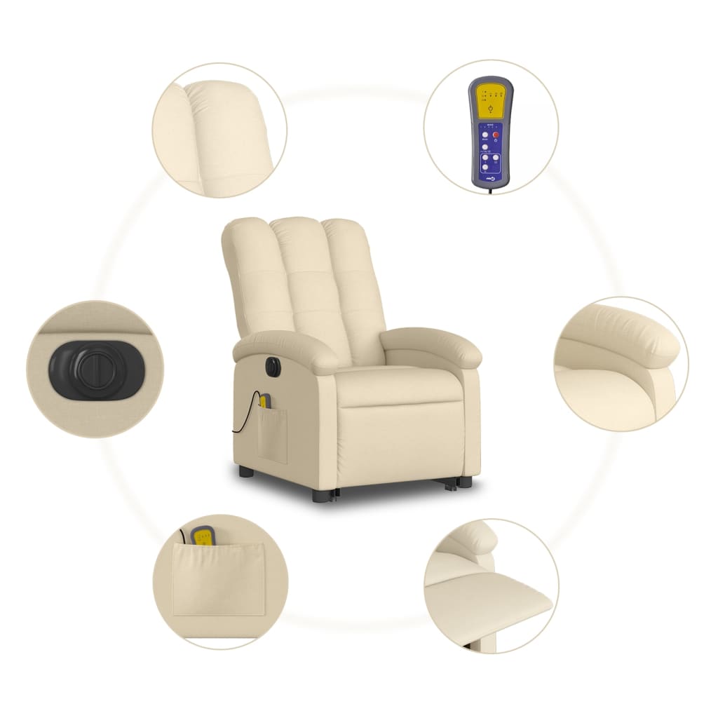 Fauteuil inclinable de massage électrique Crème Tissu - XIOS