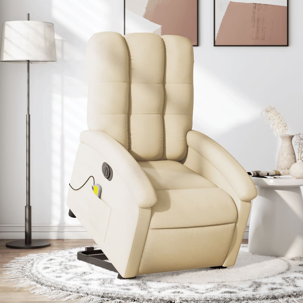 Fauteuil inclinable de massage électrique Crème Tissu - XIOS