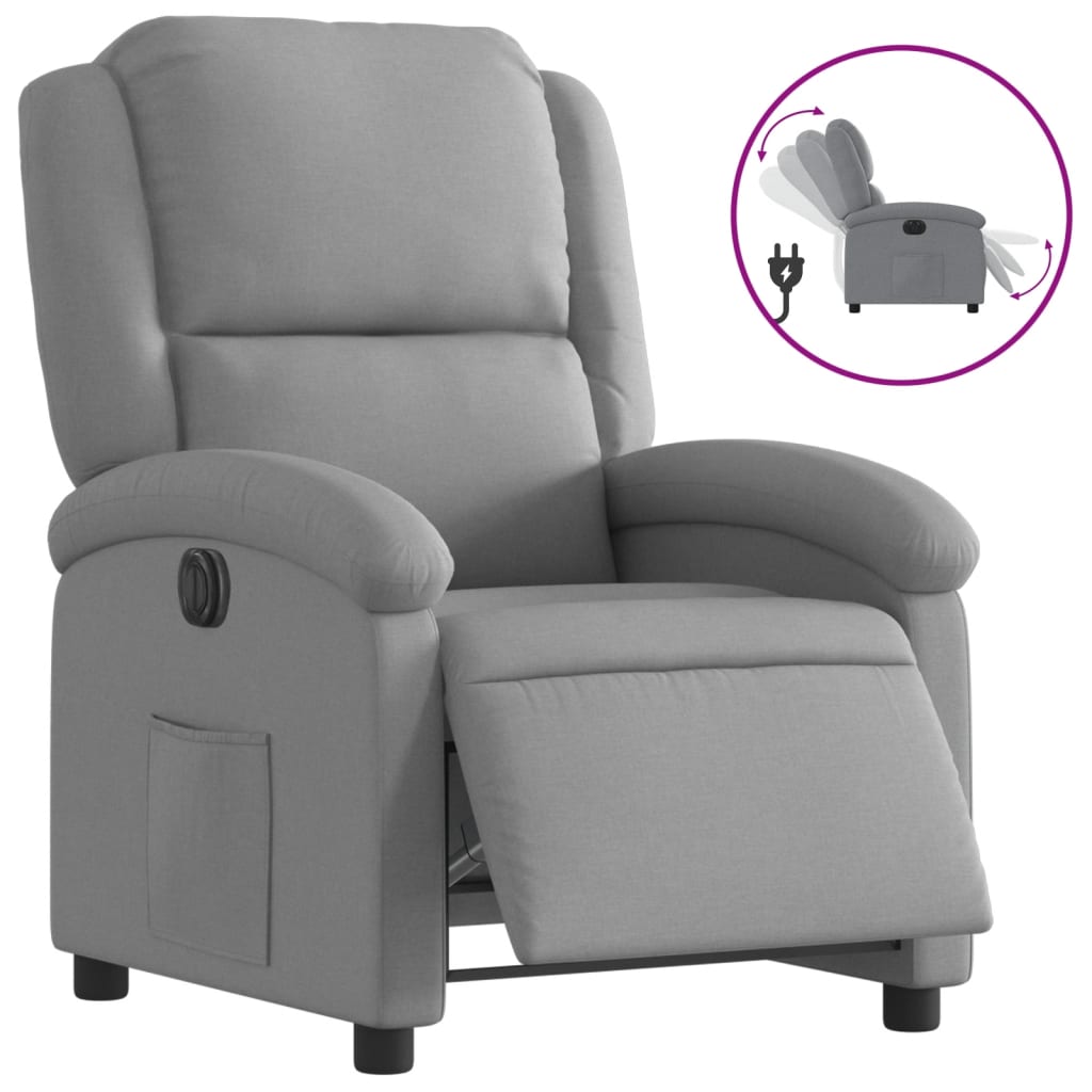 Fauteuil inclinable électrique Gris clair Tissu - XIOS
