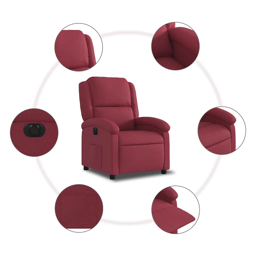 Fauteuil inclinable électrique Rouge bordeaux Tissu - XIOS