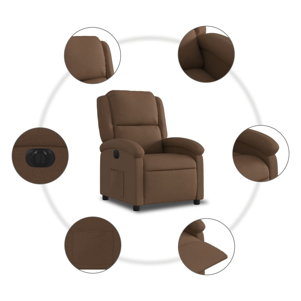 Fauteuil inclinable électrique Marron Tissu