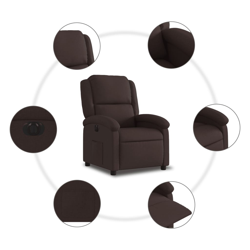 Fauteuil inclinable électrique Marron foncé Tissu - XIOS