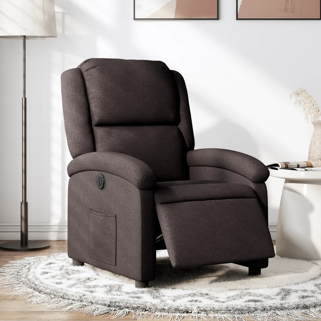 Fauteuil inclinable électrique Marron foncé Tissu - XIOS