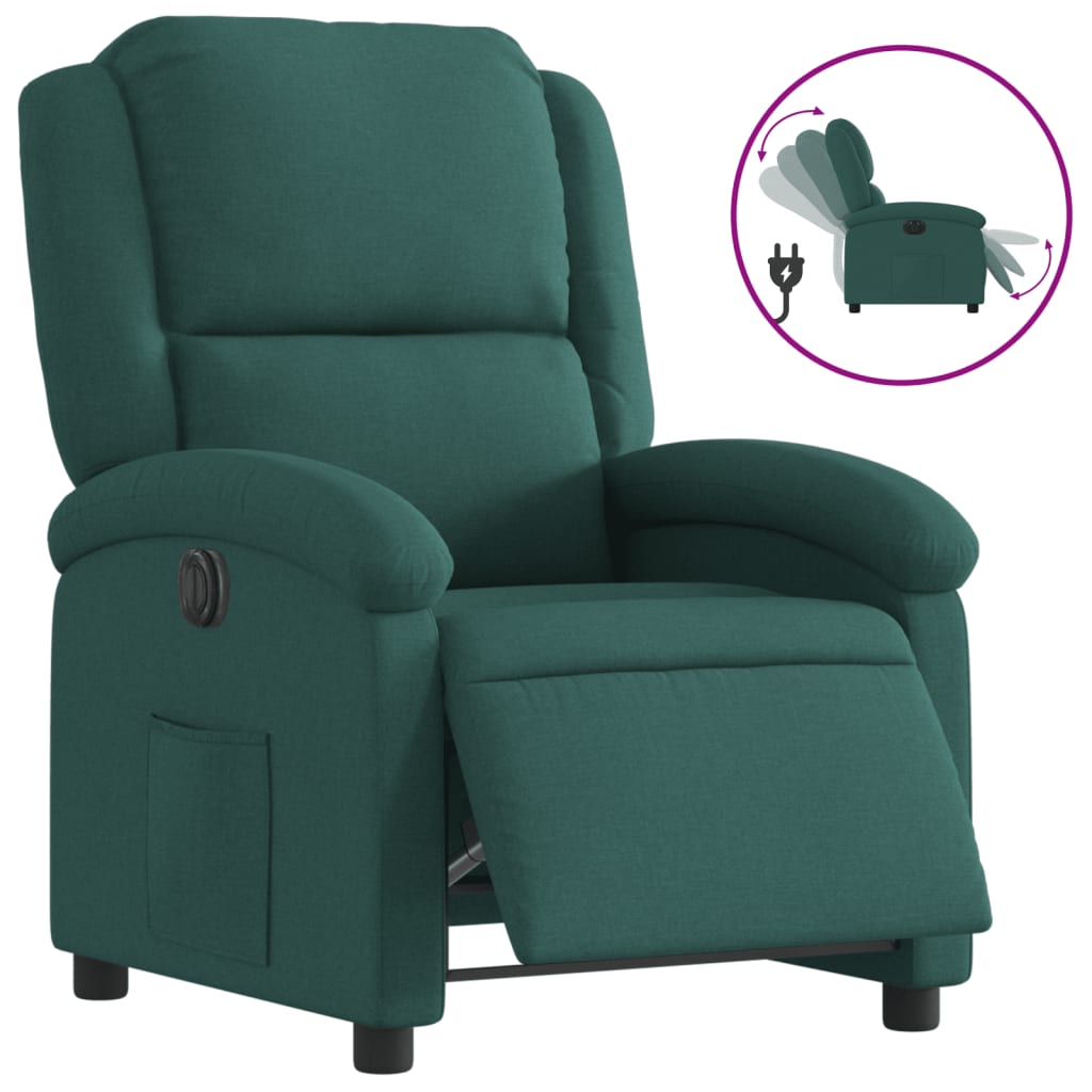 Fauteuil inclinable électrique Vert foncé Tissu - XIOS