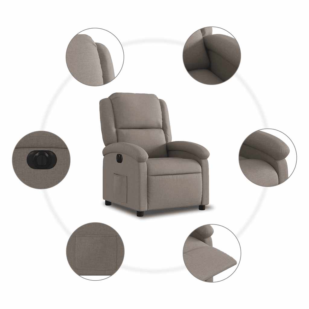 Fauteuil inclinable électrique Taupe Tissu - XIOS