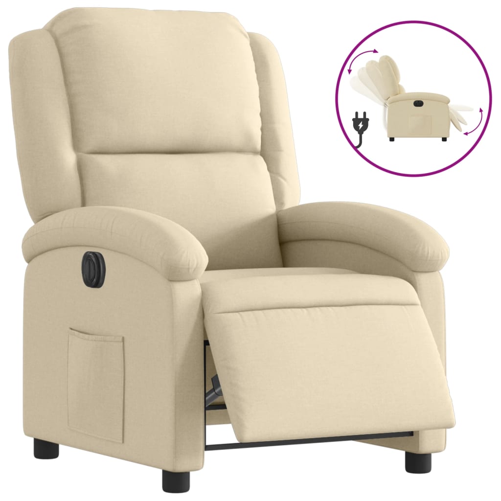Fauteuil inclinable électrique Crème Tissu - XIOS