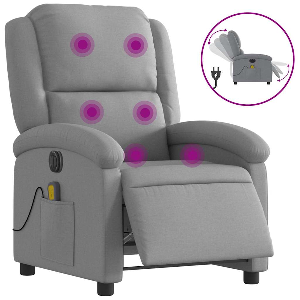 Fauteuil de massage inclinable électrique gris clair tissu - XIOS