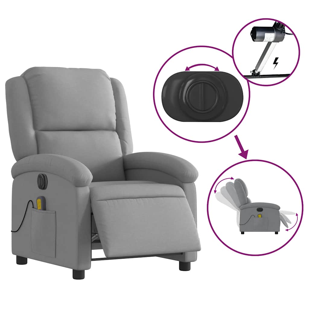 Fauteuil de massage inclinable électrique gris clair tissu - XIOS