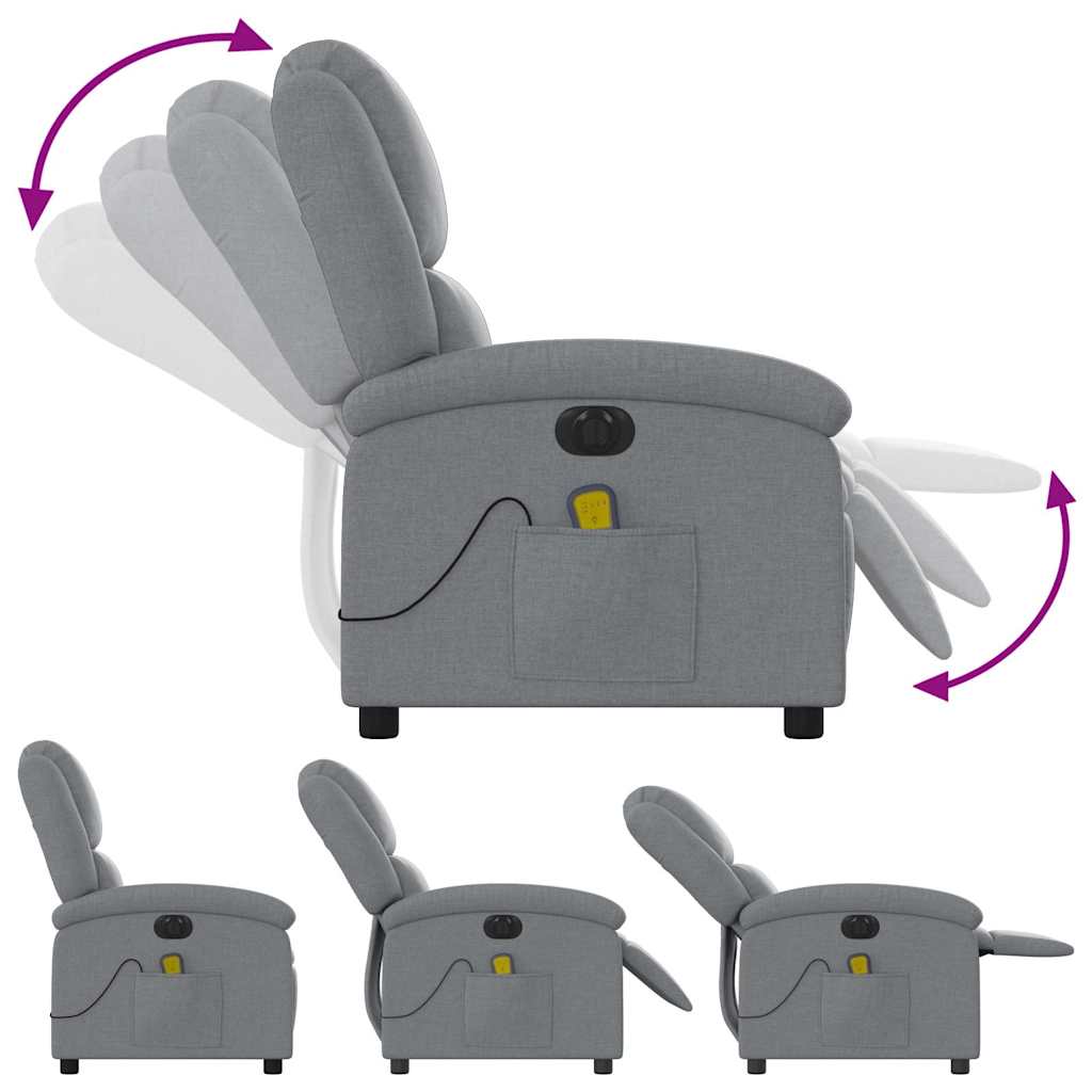 Fauteuil de massage inclinable électrique gris clair tissu - XIOS