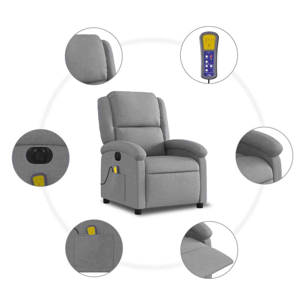 Fauteuil de massage inclinable électrique gris clair tissu - XIOS