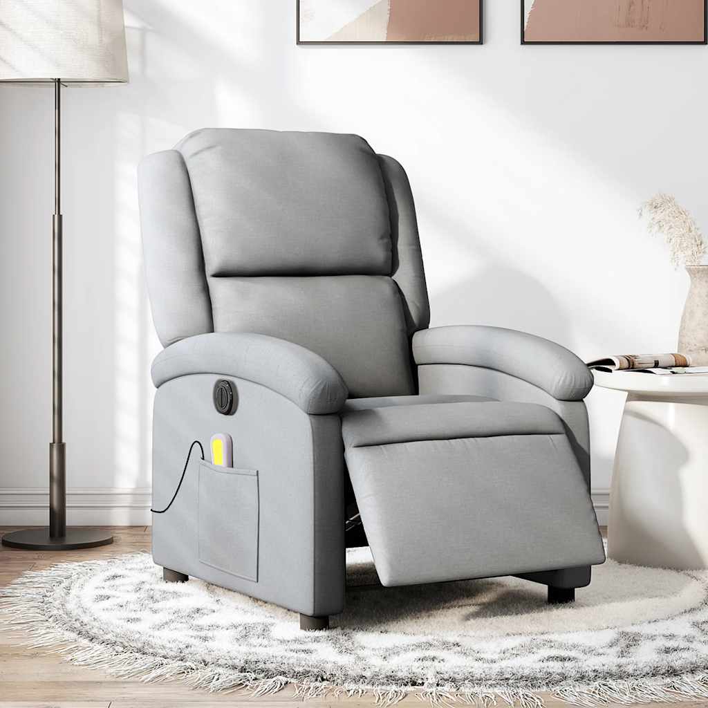 Fauteuil de massage inclinable électrique gris clair tissu - XIOS