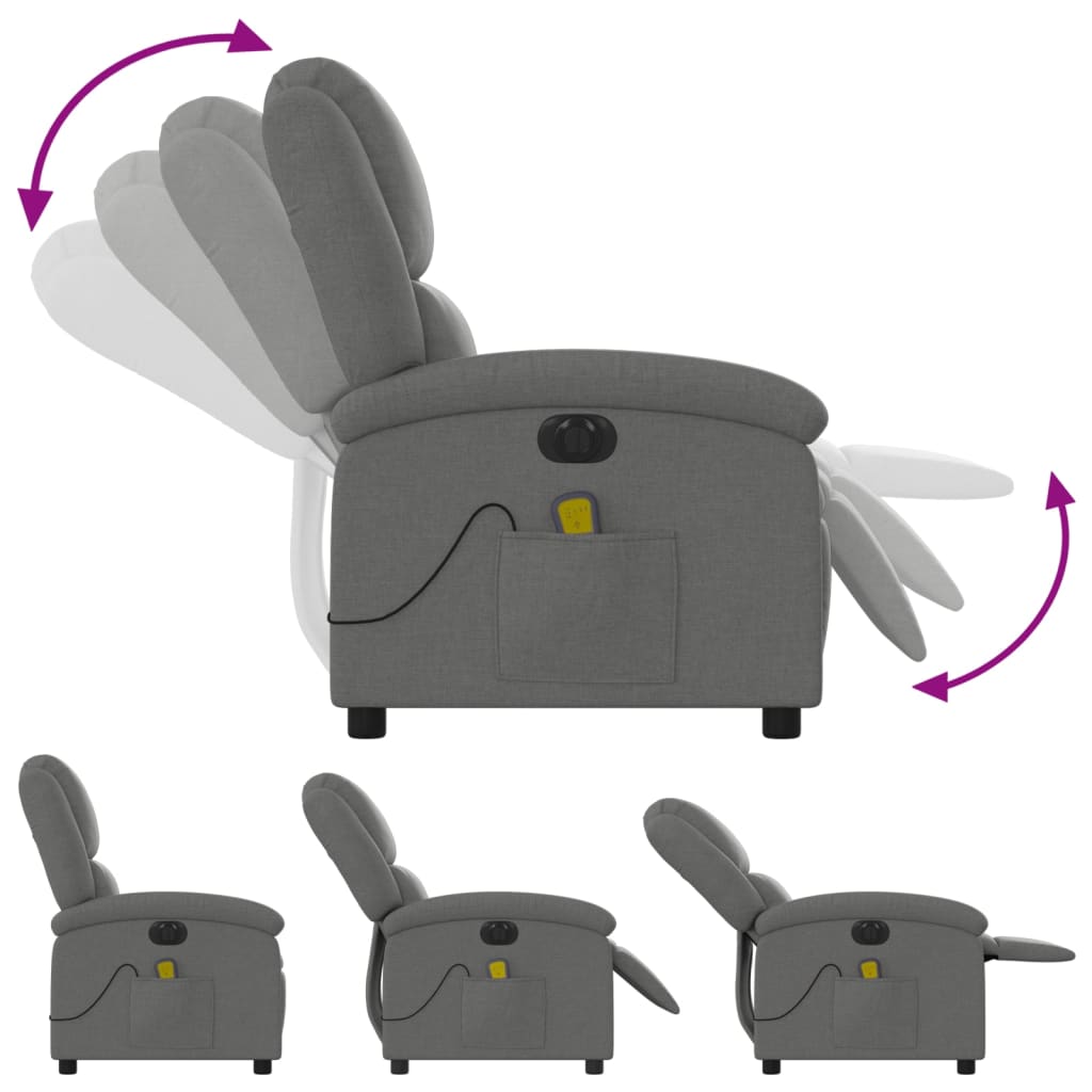 Fauteuil inclinable de massage électrique gris foncé tissu - XIOS