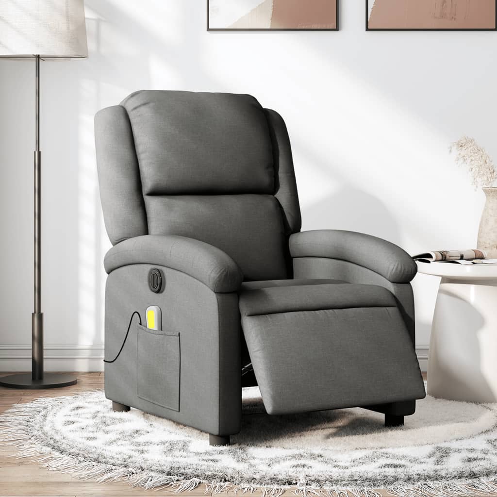 Fauteuil inclinable de massage électrique gris foncé tissu - XIOS