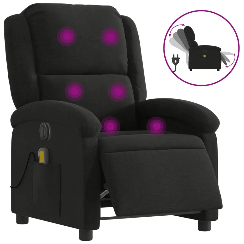 Fauteuil de massage inclinable électrique Noir Tissu - XIOS