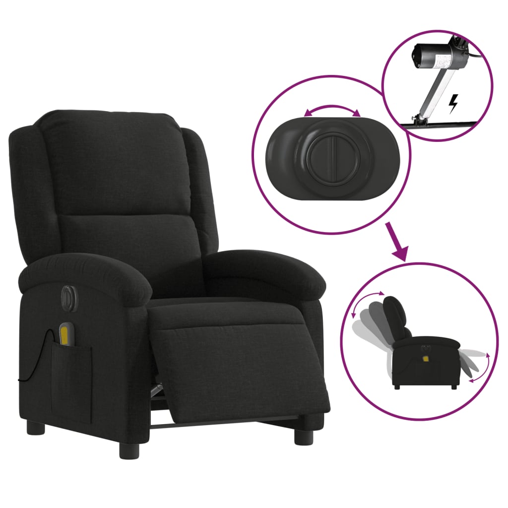 Fauteuil de massage inclinable électrique Noir Tissu - XIOS