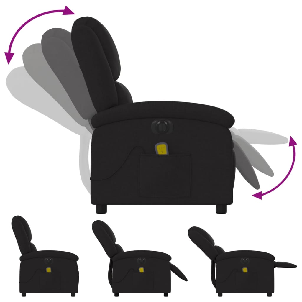 Fauteuil de massage inclinable électrique Noir Tissu - XIOS