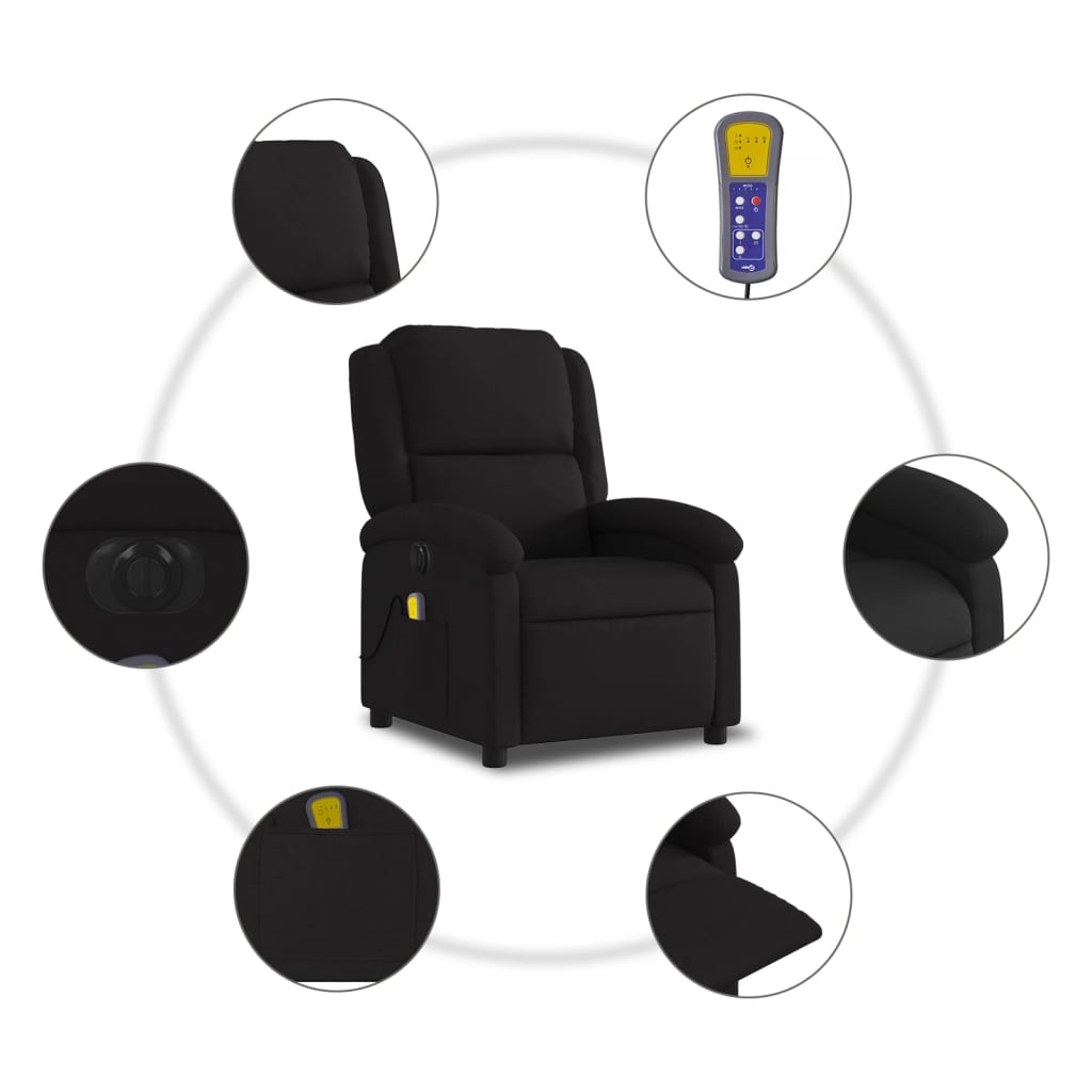 Fauteuil de massage inclinable électrique Noir Tissu - XIOS