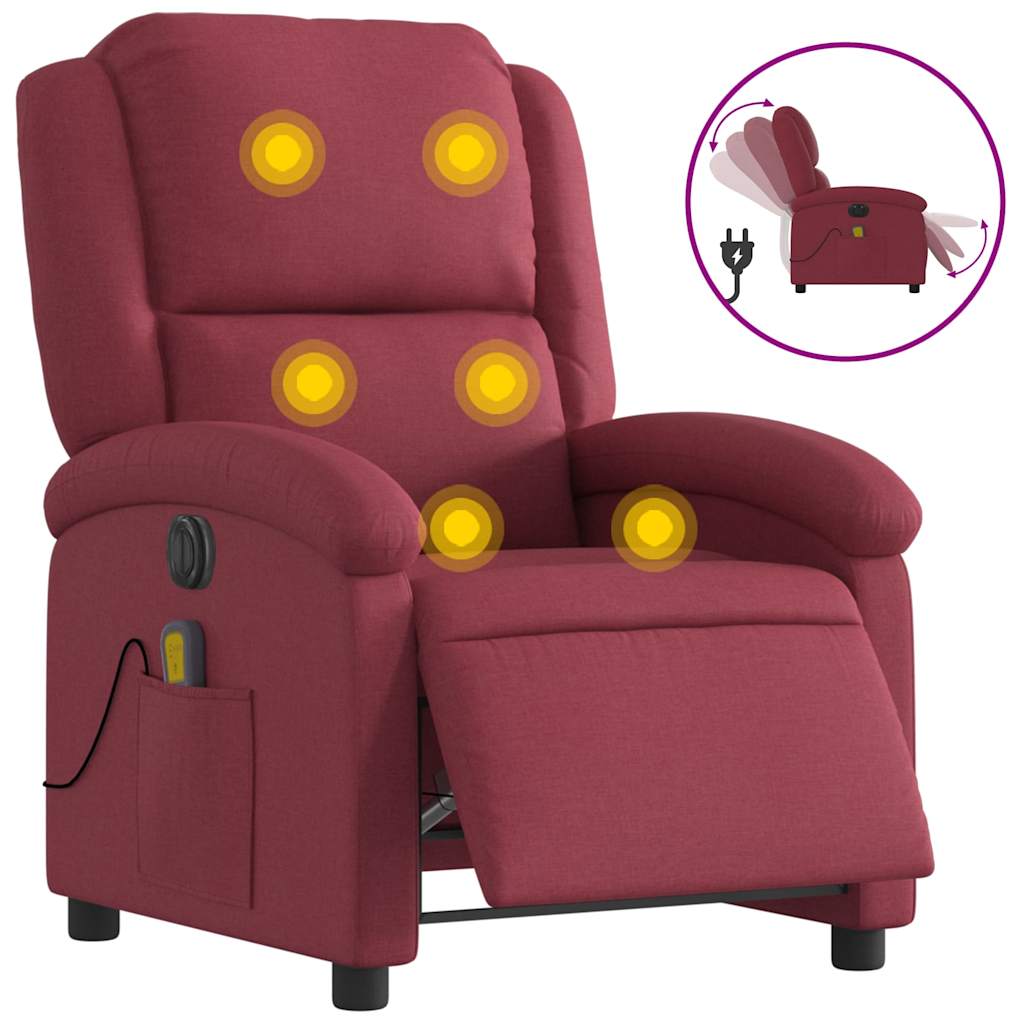 Fauteuil de massage inclinable électrique Rouge bordeaux Tissu - XIOS