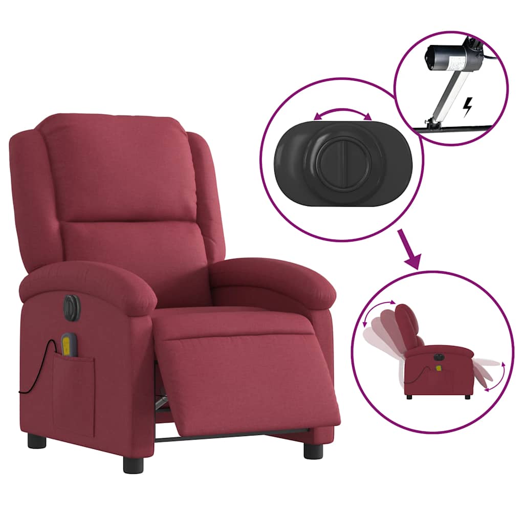 Fauteuil de massage inclinable électrique Rouge bordeaux Tissu - XIOS