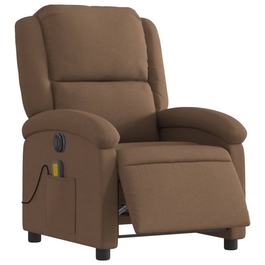 Fauteuil inclinable de massage électrique marron tissu - XIOS