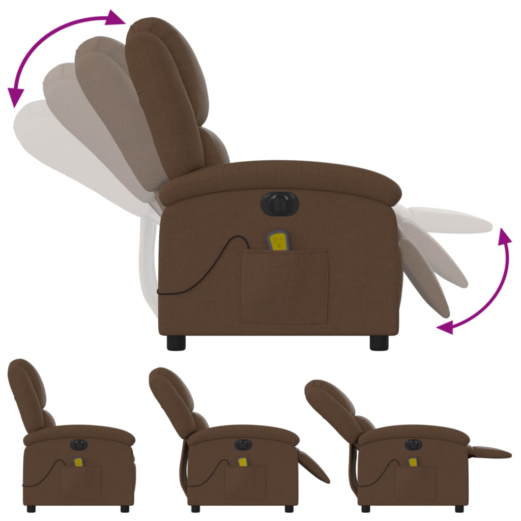 Fauteuil inclinable de massage électrique marron tissu - XIOS