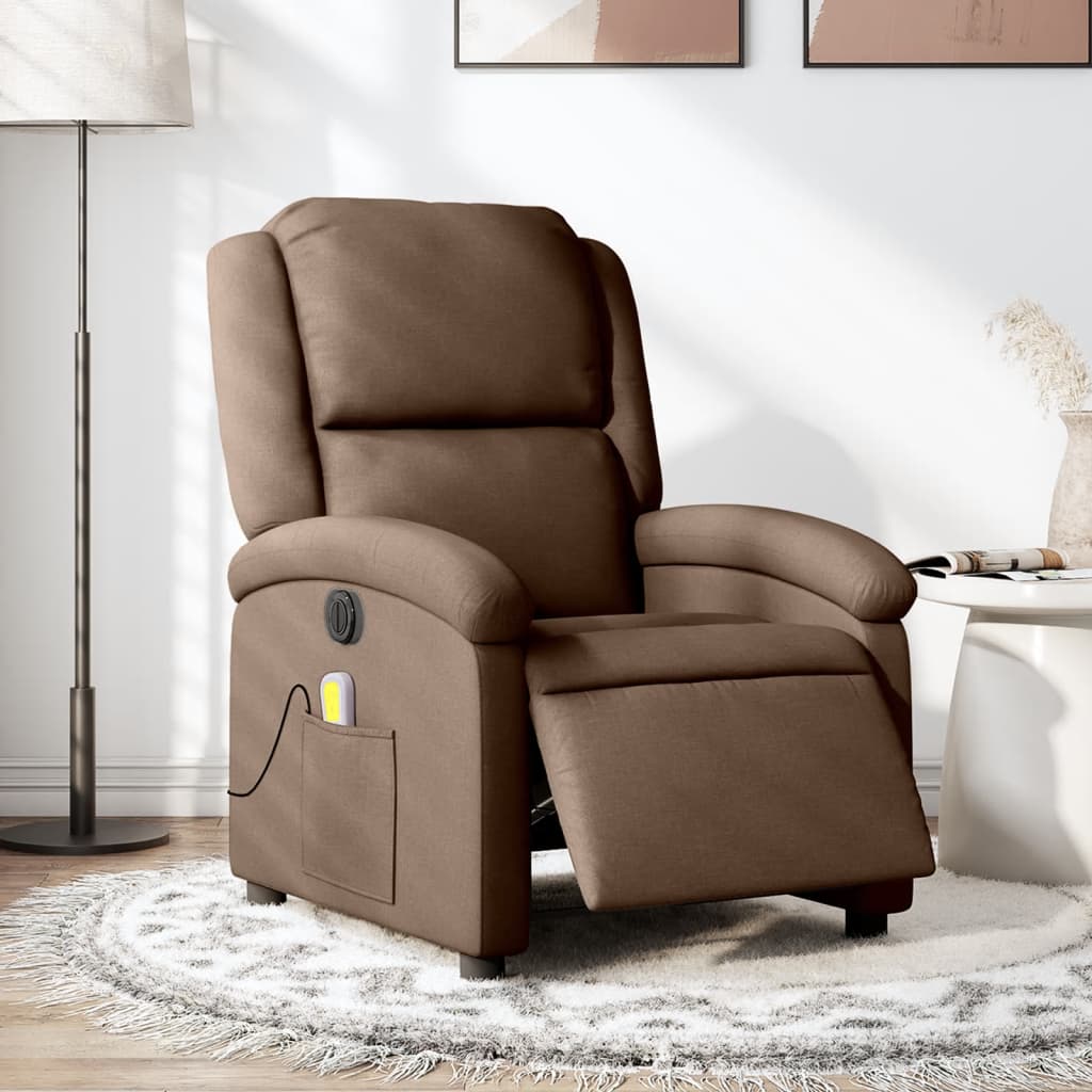 Fauteuil inclinable de massage électrique marron tissu - XIOS