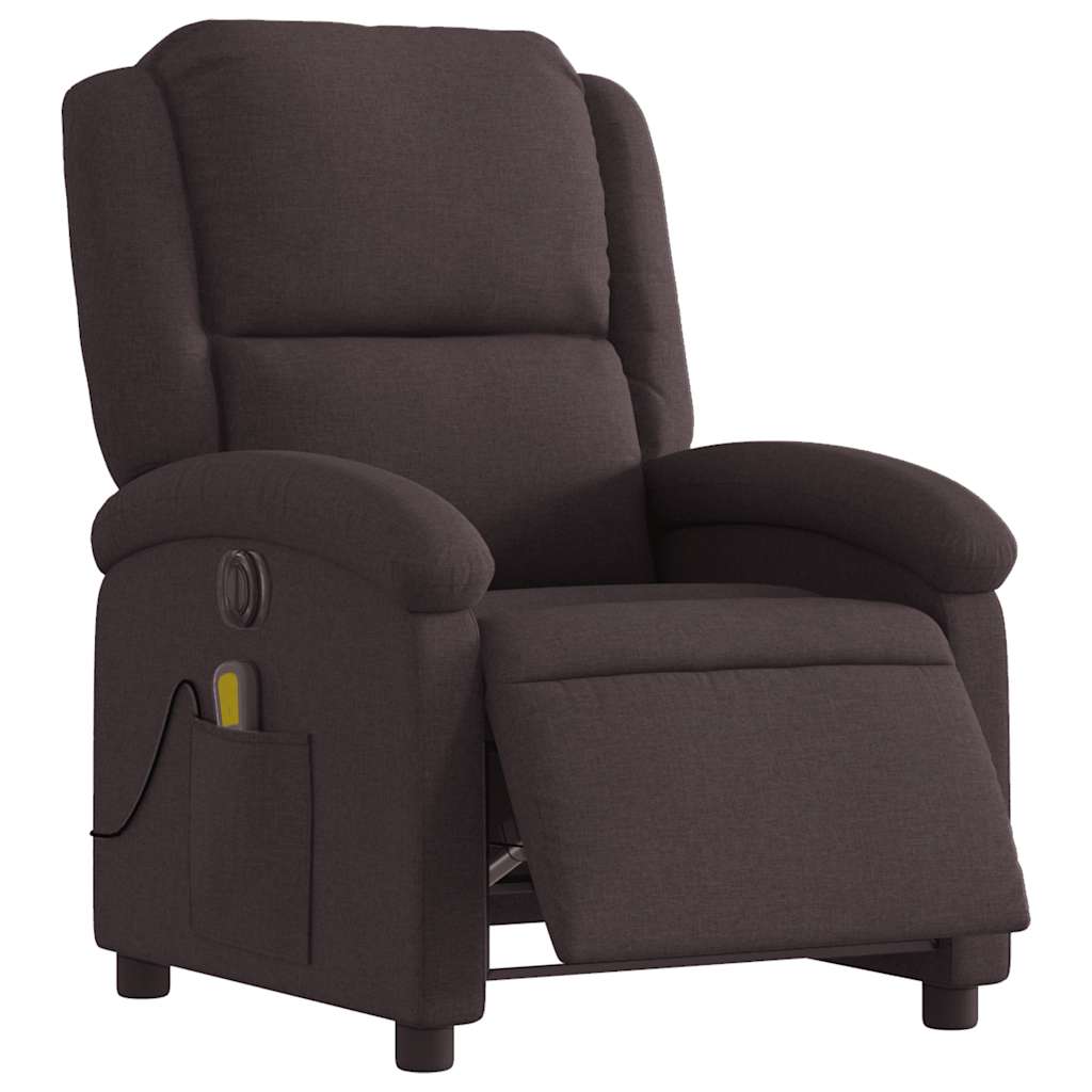 Fauteuil de massage inclinable électrique Marron foncé Tissu - XIOS