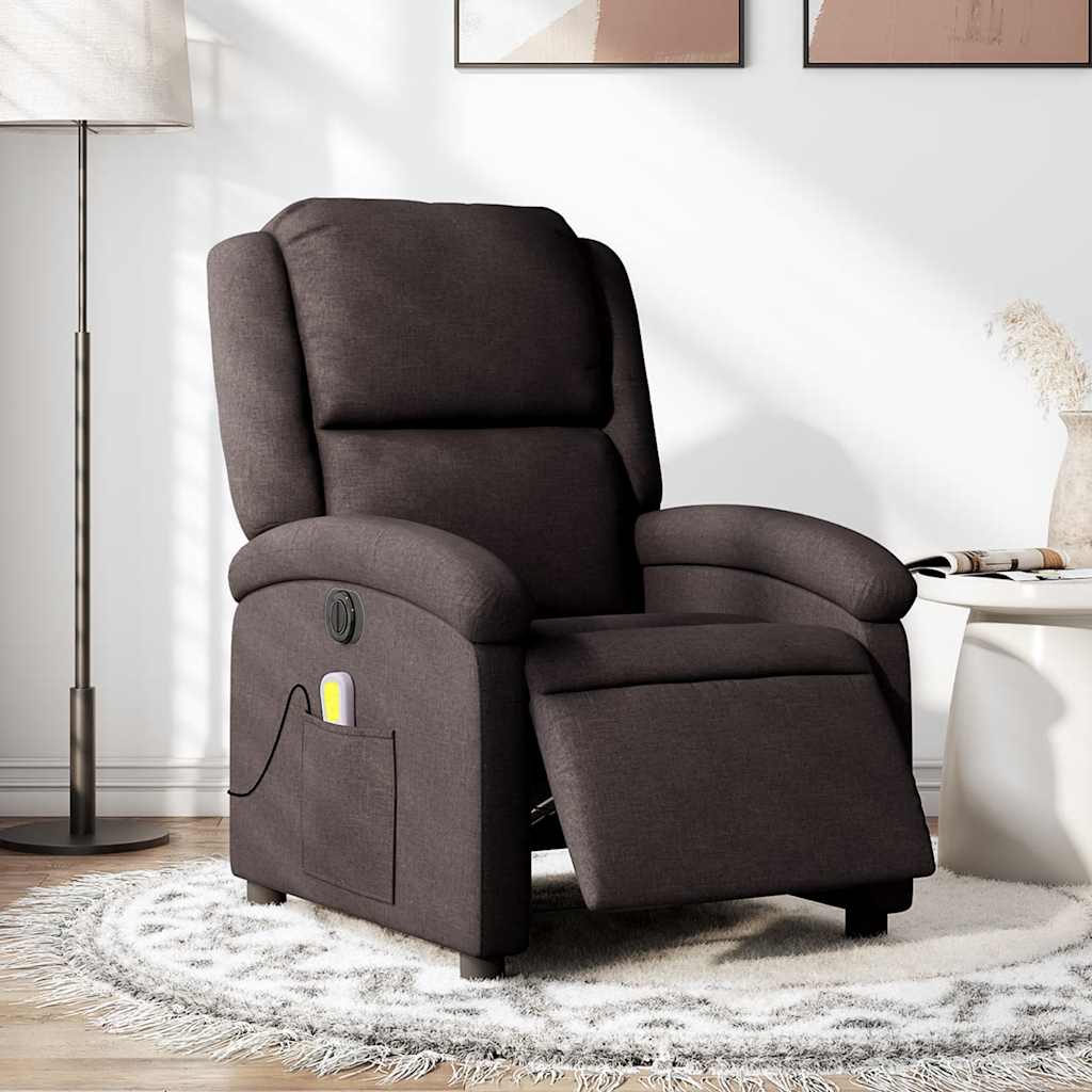 Fauteuil de massage inclinable électrique Marron foncé Tissu - XIOS