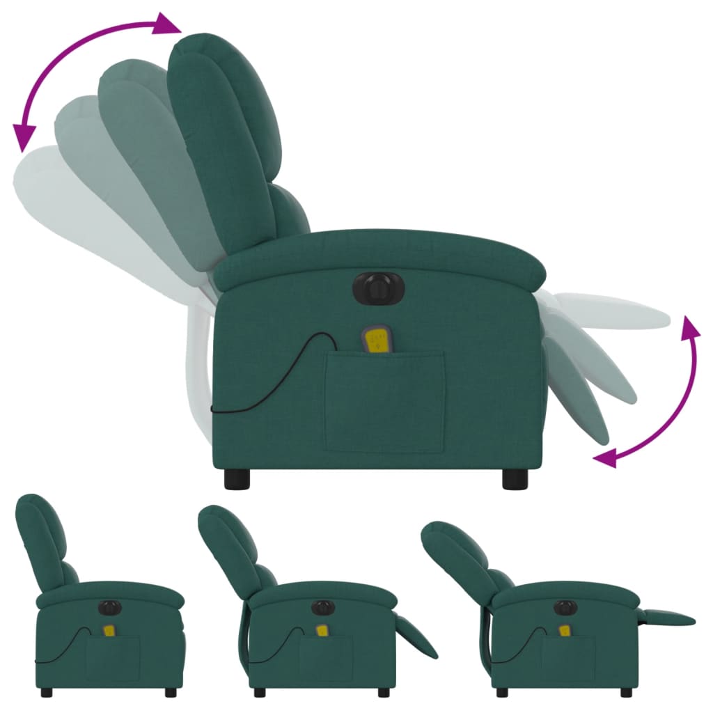 Fauteuil de massage inclinable électrique Vert foncé Tissu - XIOS
