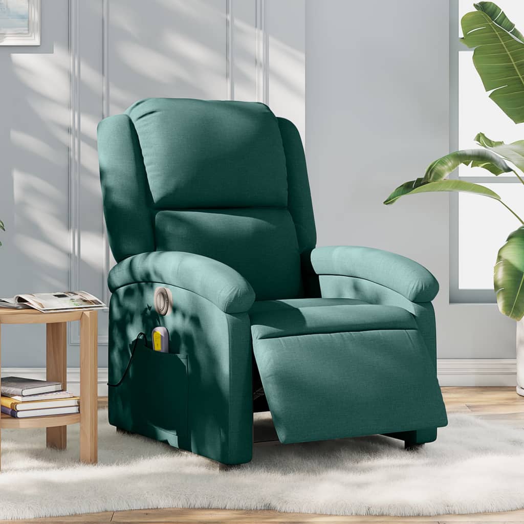 Fauteuil de massage inclinable électrique Vert foncé Tissu - XIOS