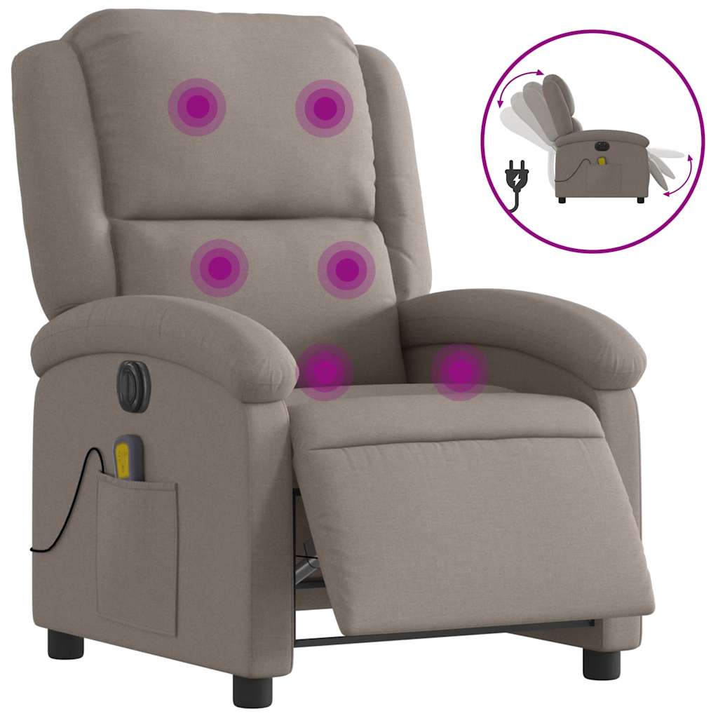 Fauteuil de massage inclinable électrique Taupe Tissu - XIOS